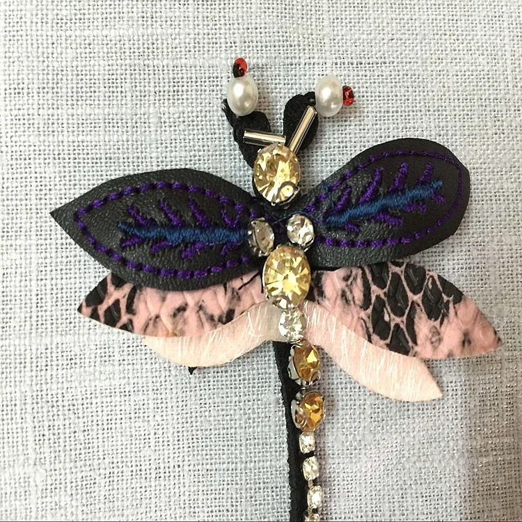 1Pcs Rhinestone Dragonfly Beaded Patch for Clothing Sewing on Beading Applique Shirt Shoes Bags Apparel DIY Decoration Patches