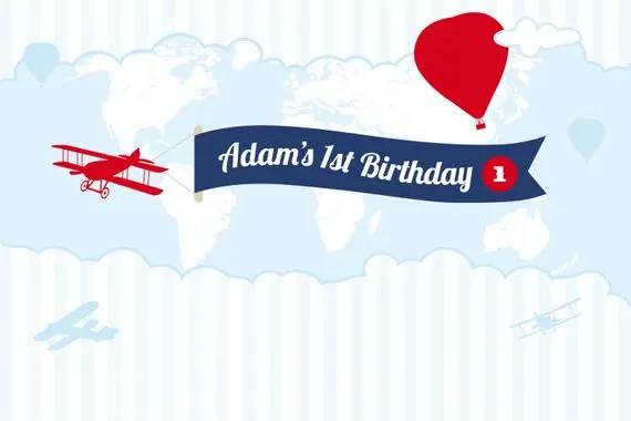 

Custom Hot Air Balloon Biplane Travel Striped backdrops party supplies Photography Studio Backgrounds