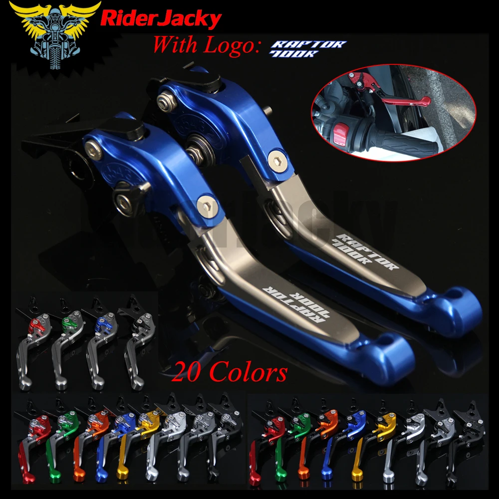 

RiderJacky LOGO "Raptor 700R" Motorcycle CNC Brake Clutch Levers For Yamaha YFM700 Raptor 700R 2000-2006 Extendable Foldable