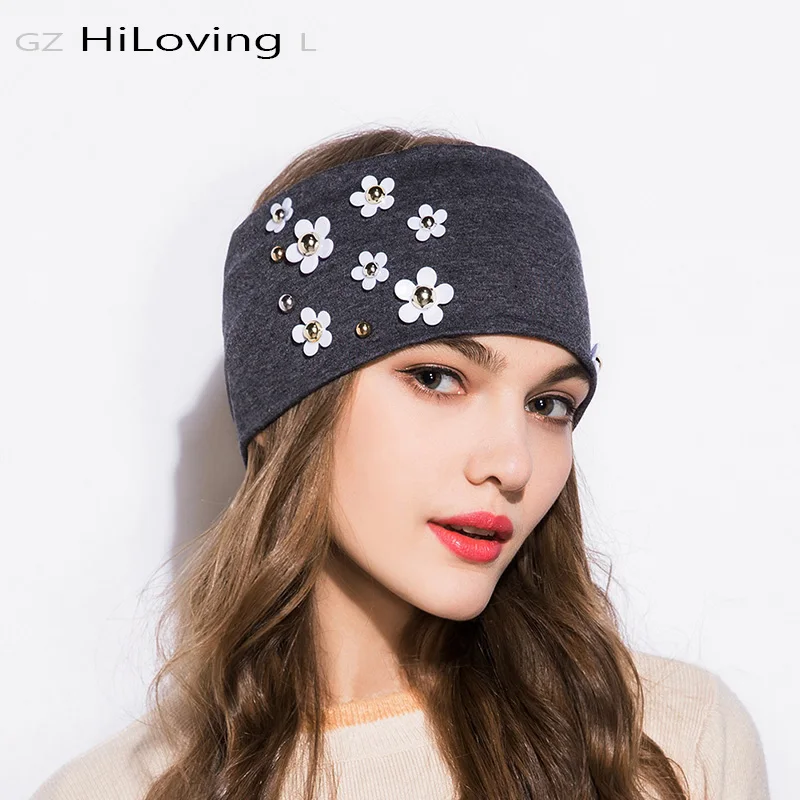 

GZhilovingL 2018 Summer Cotton Elastic Headbands For Women Daisy Flower Solid Ployester Headbands Ladies Girls Hair Accessories