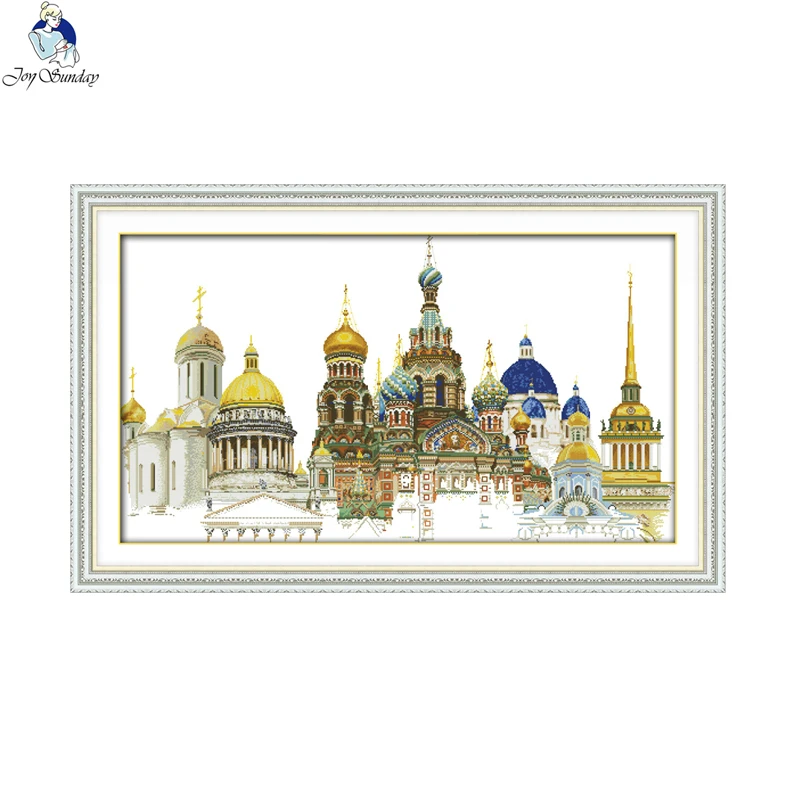 Joy Sunday Castle series Patterns DIY Handmade DMC 14ct and 11ct Cross stitch kit and Precise Printed Embroidery Needlework