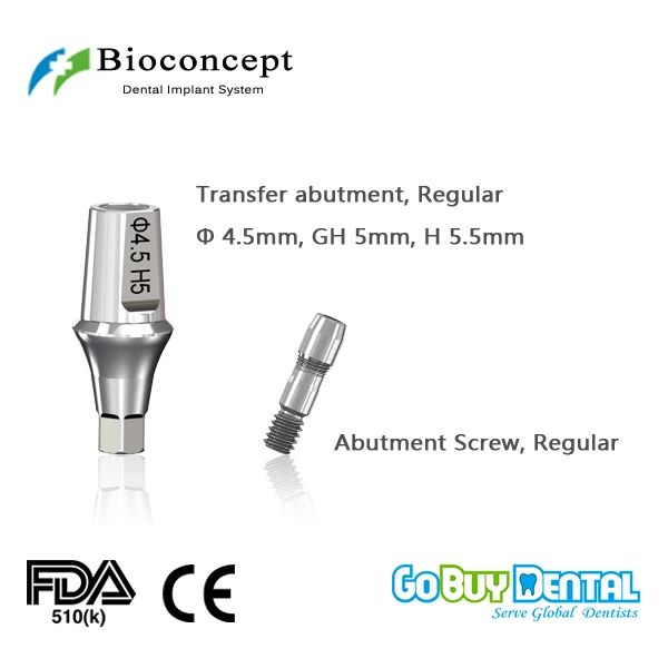 

Bioconcept Hexagon regular transfer abutment φ4.5mm, gingival height 5.0mm, height 5.5mm(331100)