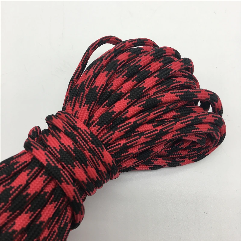 10yds Paracord 550 Parachute Cord Lanyard Rope Mil Spec Type III 7 Strand Climbing Camping Survival Equipment #Red+Black