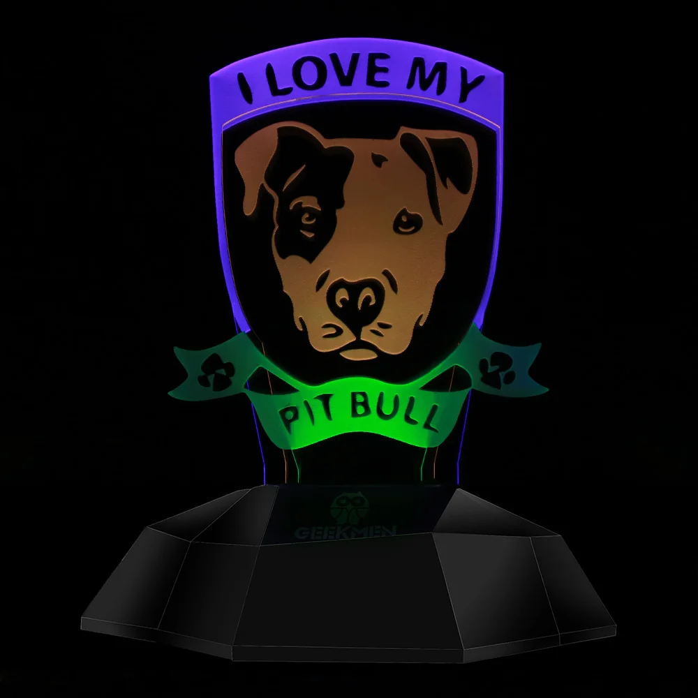 I Love My Pitbull 3D Line Lamp LED Night Lamp Pit Bull Dog Breed Designed Lamp Novelty Light Puppy Table Lamp Dog Lovers Gift