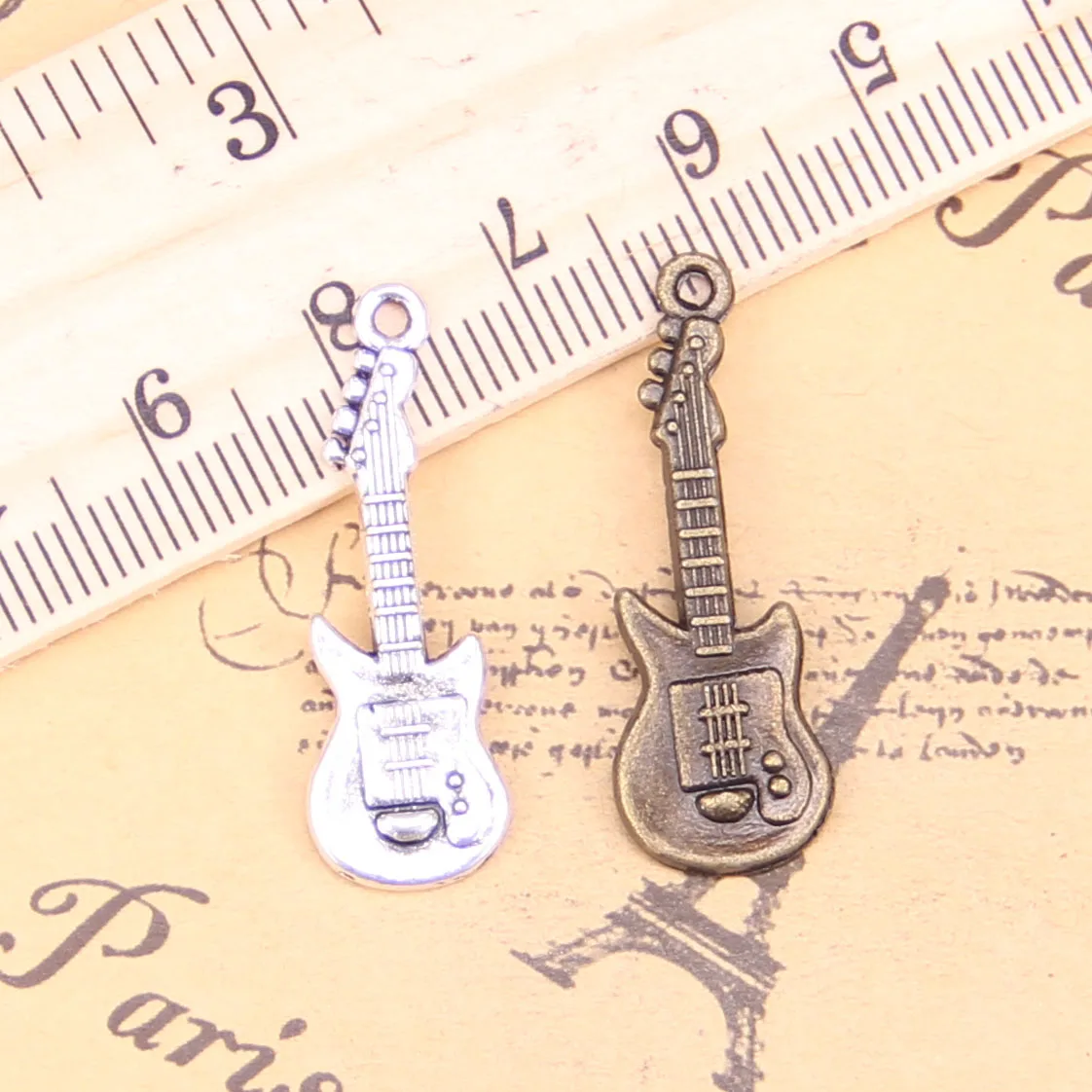 68pcs Jewelry Charms electic guitar 35x12mm Antique Silver Plated Pendants Making DIY Handmade Tibetan Silver Jewelry