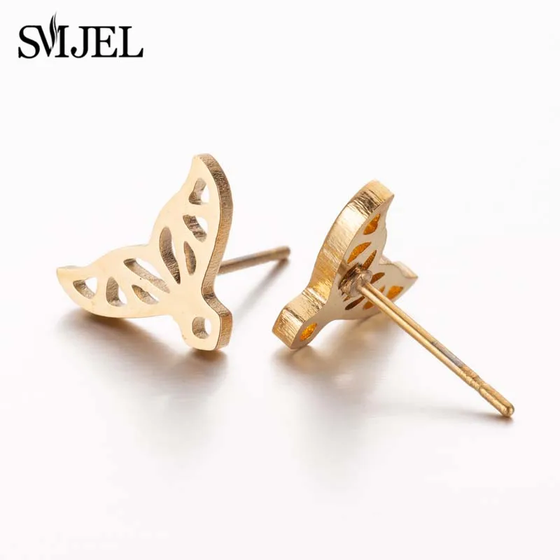 SMJEL Lovely Mermaid Tail Small Earrings Black Stainless Steel Whale Tail Stud Earring Women Jewelry Accessories Wholesale