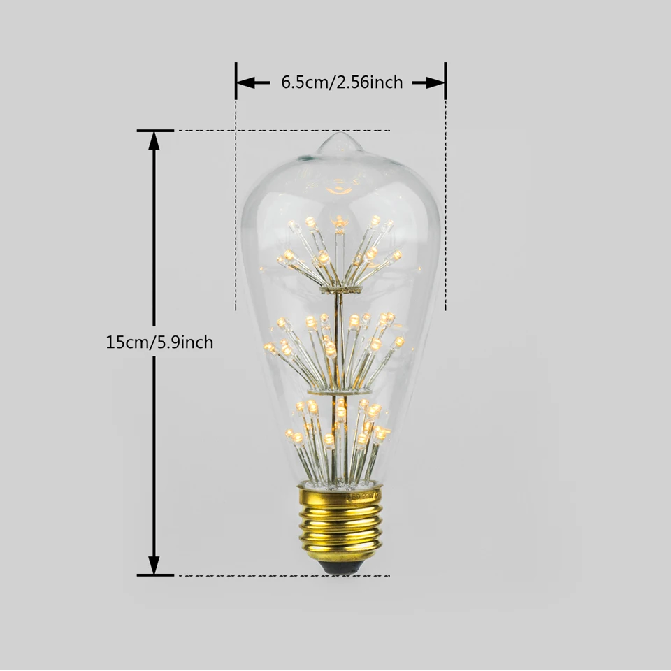 Imagem -04 - Led Edison Estrela St64 Bulbo Loft E27 Branco Quente Lâmpadas Estilo do Vintage para Inddoor Decoração Lâmpada de Iluminação 3w