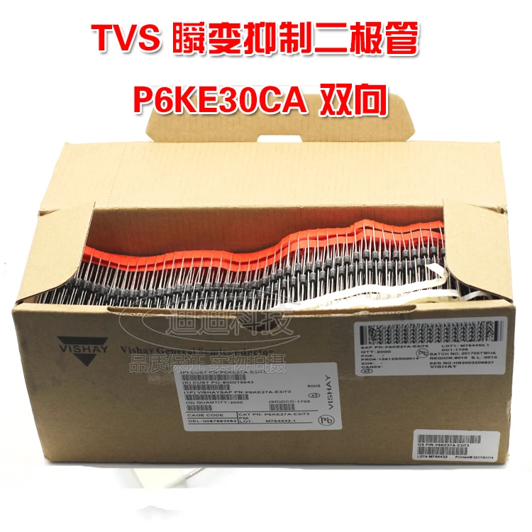 جديد P6KE30CA تلفزيونات صمام قمع ثنائي الاتجاه 30 فولت 600 واط مستقيم DO-15