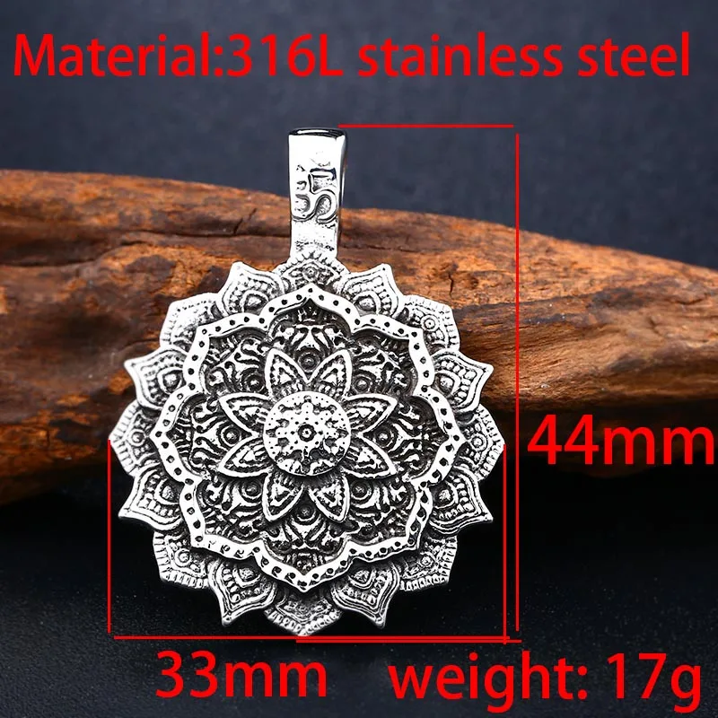 Beier SION L acier inoxydable Tibet Collier Spirituel Pendentif Mandala Collier Amulette Géométrique Bijoux Religieux BP8-310