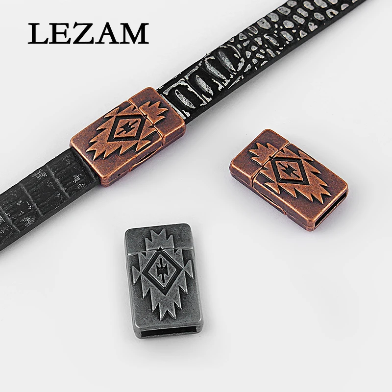 5Sets Antique Copper/Gun Black Embossed Strong Magnetic Clasp For 5mm 10mm Flat Leather Cord Bracelet&Bangles Jewelry Findings