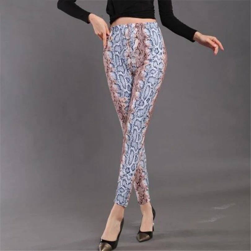 VIIANLES Legging Wanita Motif Ular Legging Latihan Pinggul Panas Berlipat Legging Kebugaran Pinggang Tinggi Drop Shipping