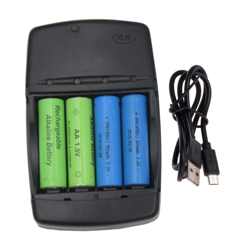 Cargador de batería USB inteligente con 4 ranuras, pila recargable AA, AAA, AAAA, 1,5 V, alcalina, 14500, 10440, 16340, 10440, 3,2 V, LiFePo4