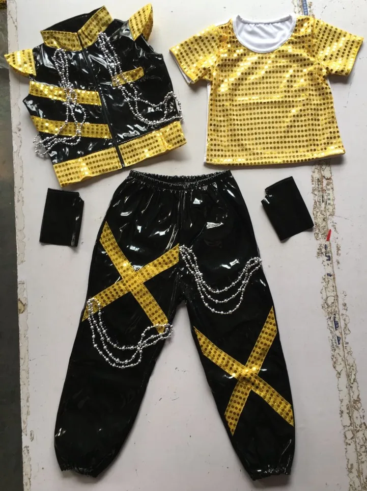 Boy\'s Jazz Dance Costume Set New Kids Sequin Top & Harem Pants Sets Fashion Mordern Children Hip Hop Clothing