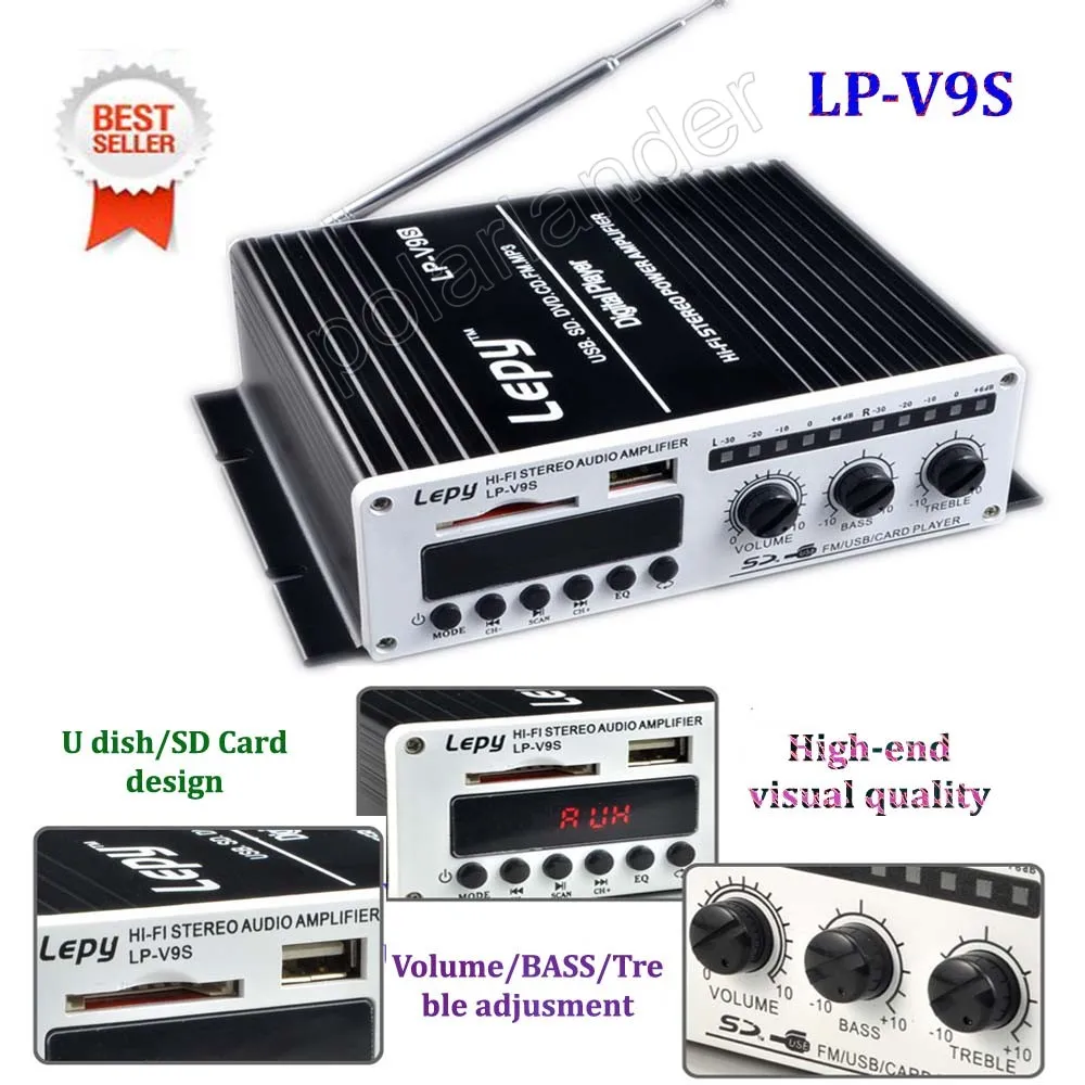 12V Car Stereo 2ch Output Power Amplifier 15WX2 RMS USB CD SD FM MP3 Digital Player Hi-Fi Stereo Power Amplifier