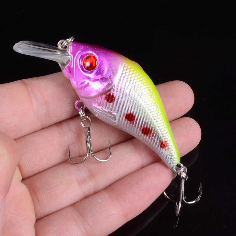 1pcs 7.5cm 10.2g Hard VIB Lures Fishing Minnow Bait Treble Hooks Sinking Crankbait Wobblers Fishing Tackle 3DEyes