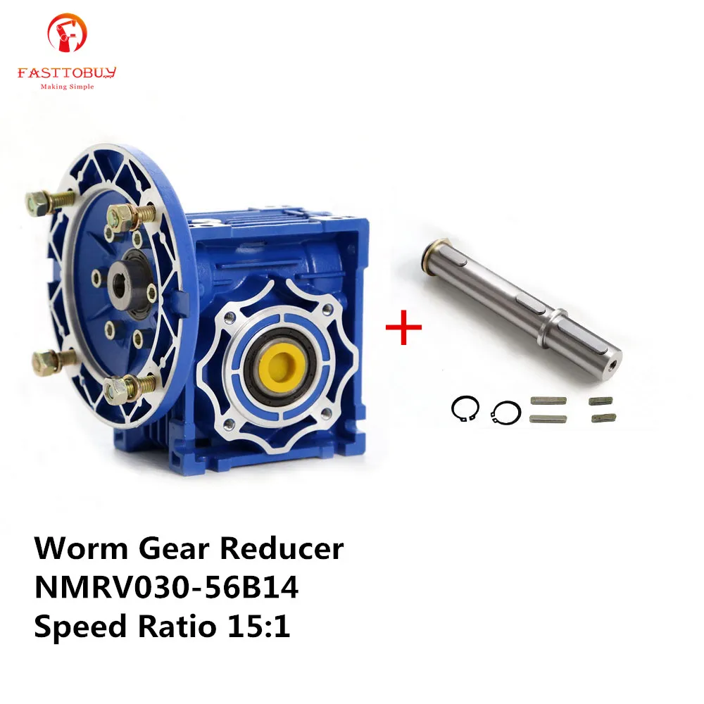 New Worm Gear Reducer Ratio 15:1 NMRV030 56B14 for 3 Phase 380v or Single/2 Phase 220v 4 Pole 2400r/min 180w Asynchronous Motor