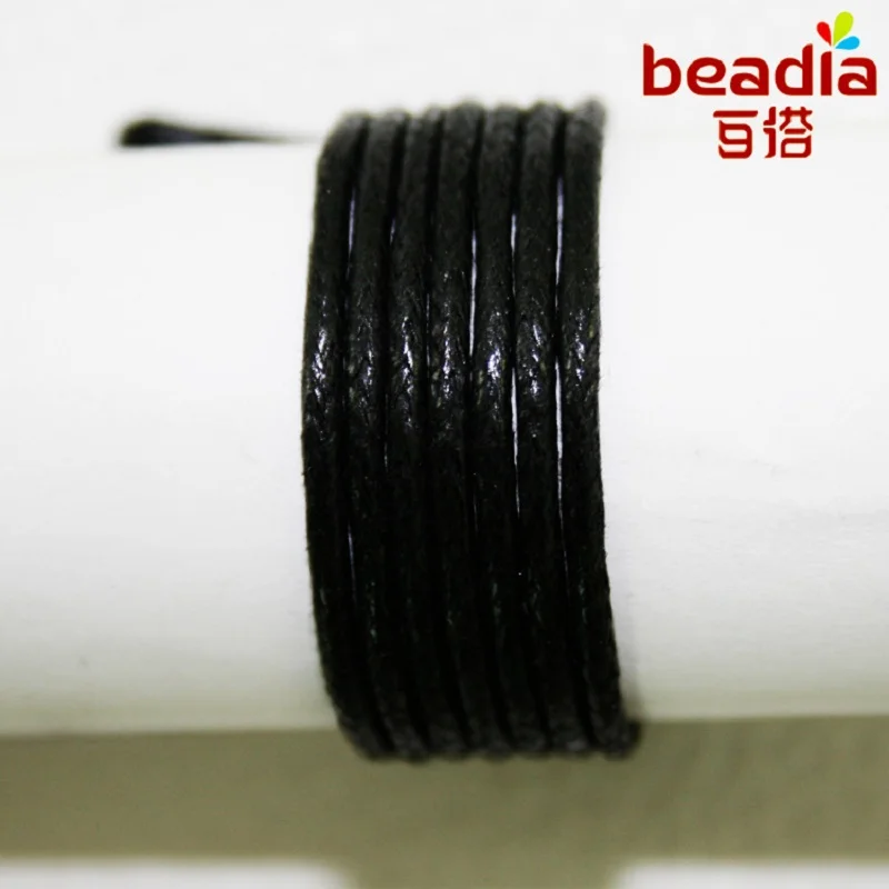 Hot Fashion Cotton Waxed Cord 60m/lot Black 1mm Cord String Wire Thread Jewelry Findings for DIY Choker Necklace Charms Bracelet