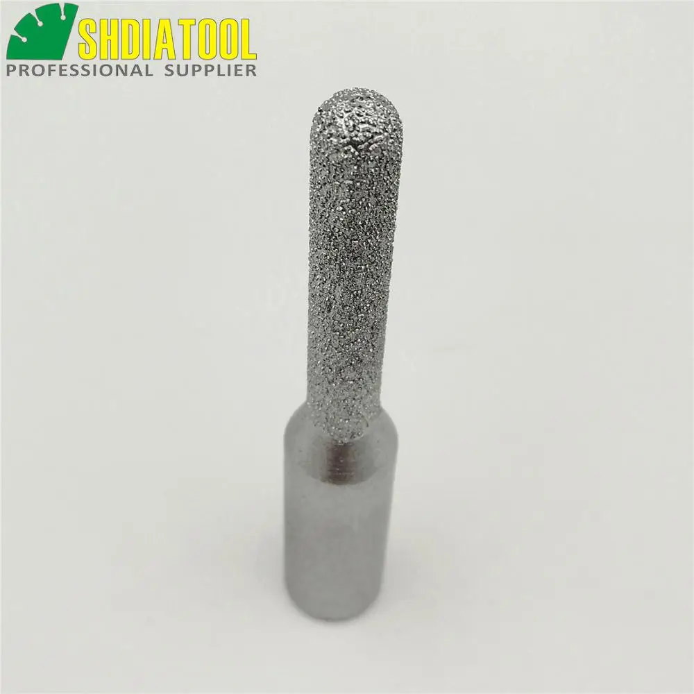 SHDIATOOL No.3 Diameter 8mm Vacuum Brazed Diamond Router Bits With 1/2" Shank For Granite Marble Router Cutter Stone Edge profie