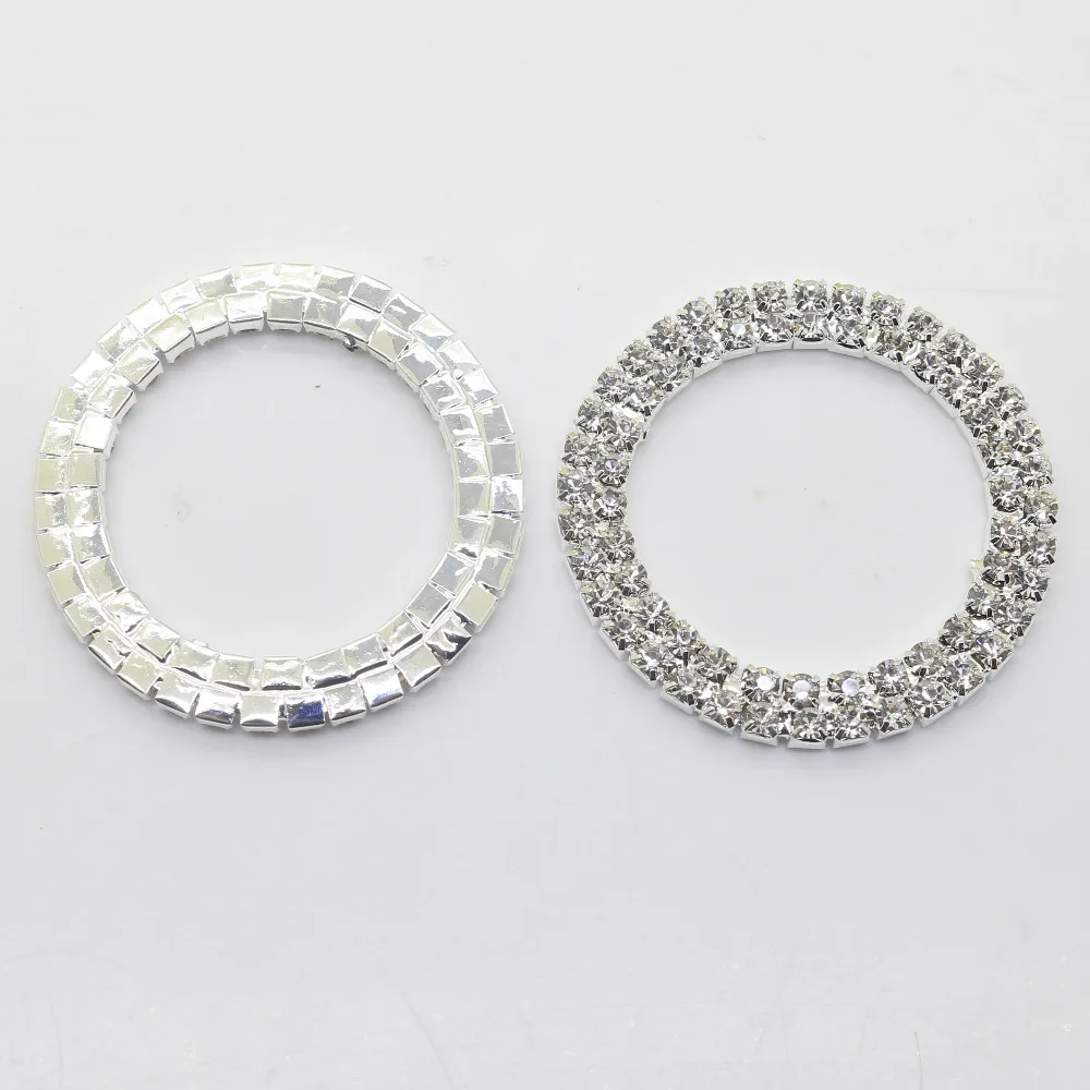 New 10pcs 50mm Circle Rhinestone Buckle Diamante Crystal Slider DIY Craft Supplies Wedding Invitation Card Decoration