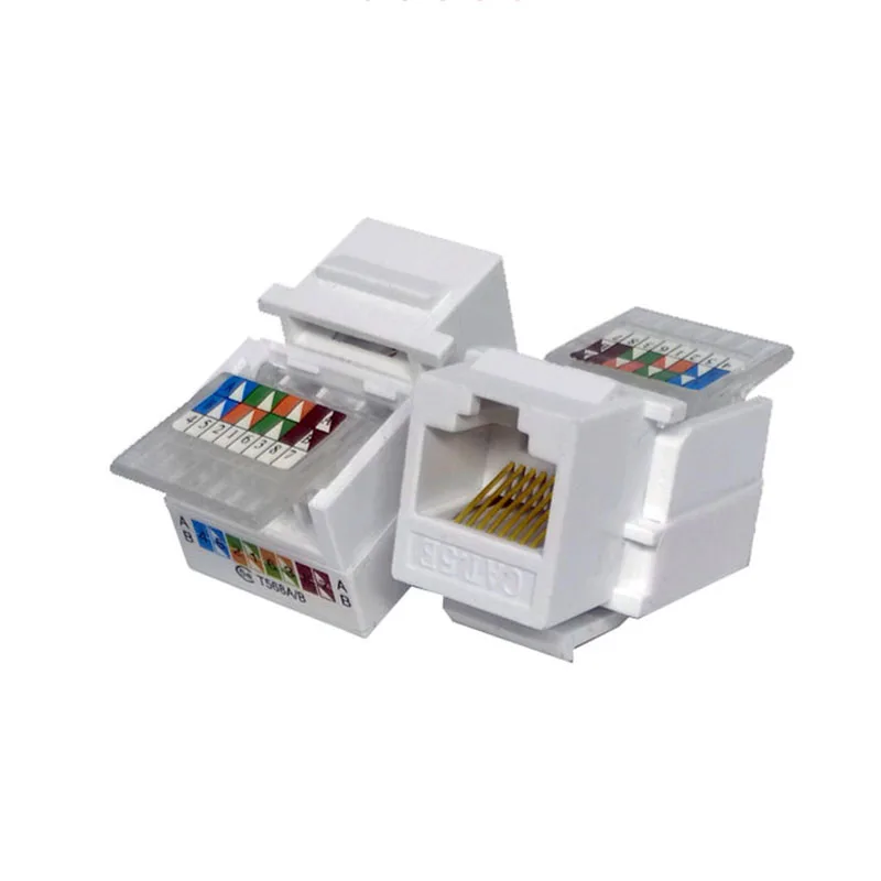 Adaptador de conector hembra RJ45 Cat5e Cat6 UTP Keystone para placa de pared, par de Wisted, RJ-45, red de Internet, Cable Ethernet Lan