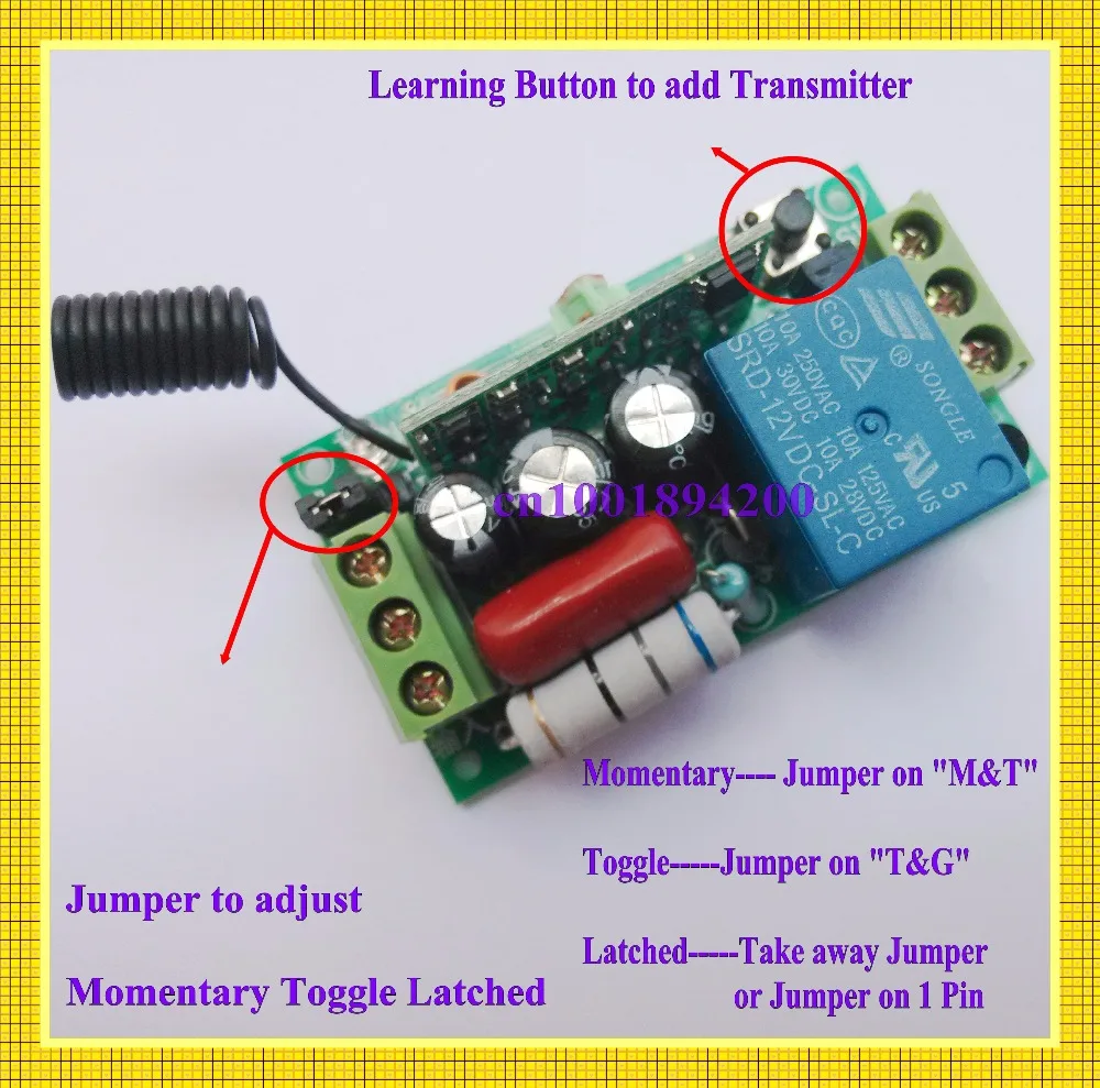 220V  AC 10A Relay Receiver Transmitter Light Lamp LED Remote Control Switch Power Wireless ON OFF Key Switch Lock Unlock 315433