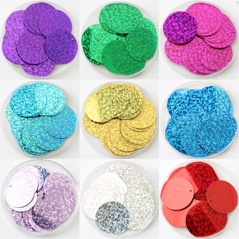 iSequins 30mm Sequins For Craft Large Round Sequins Paillette  with 1 side hole DIY Sewing Accessories