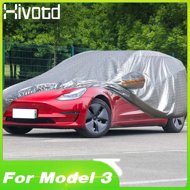 

For Tesla model 3 2019 2018 Full Car Cover Outdoor Sunscreen Heat Protection Dustproof Anti-UV Exterior Decor Accessories Parts