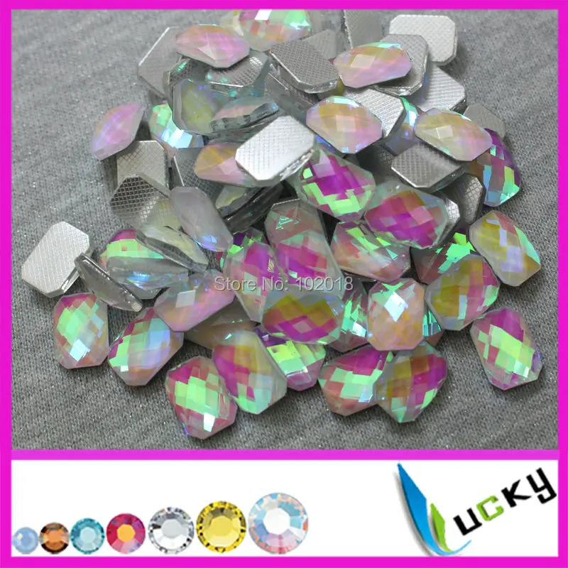 

1440PCS 10*14mm rectangle shape crystal ab color KOREAN quality hotfix epoxy flatback pearl rhinestone faceted look