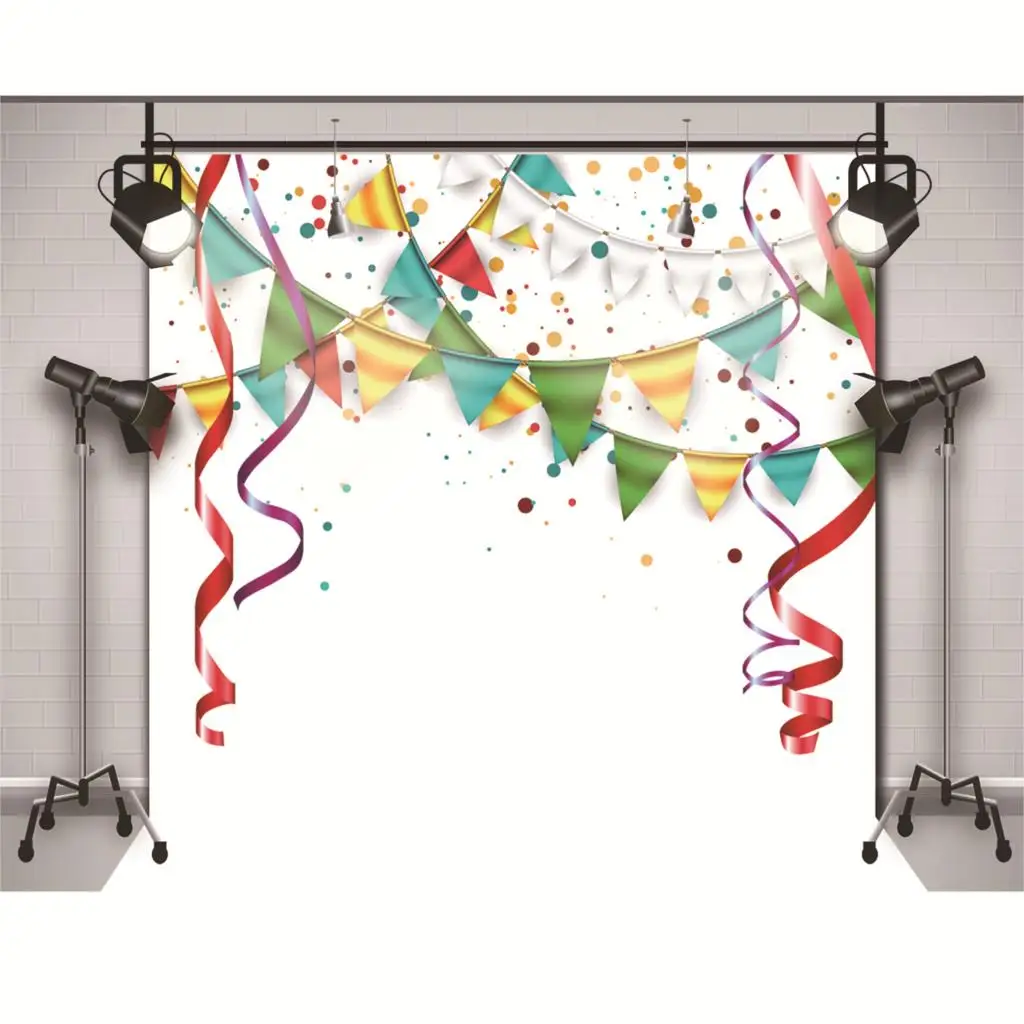 Allenjoy-خلفية زخرفية سعيدة ، لافتة احتفالية ، شريط ، زينة حفلات أعياد الميلاد ، صور خلفية للأطفال ، قماش