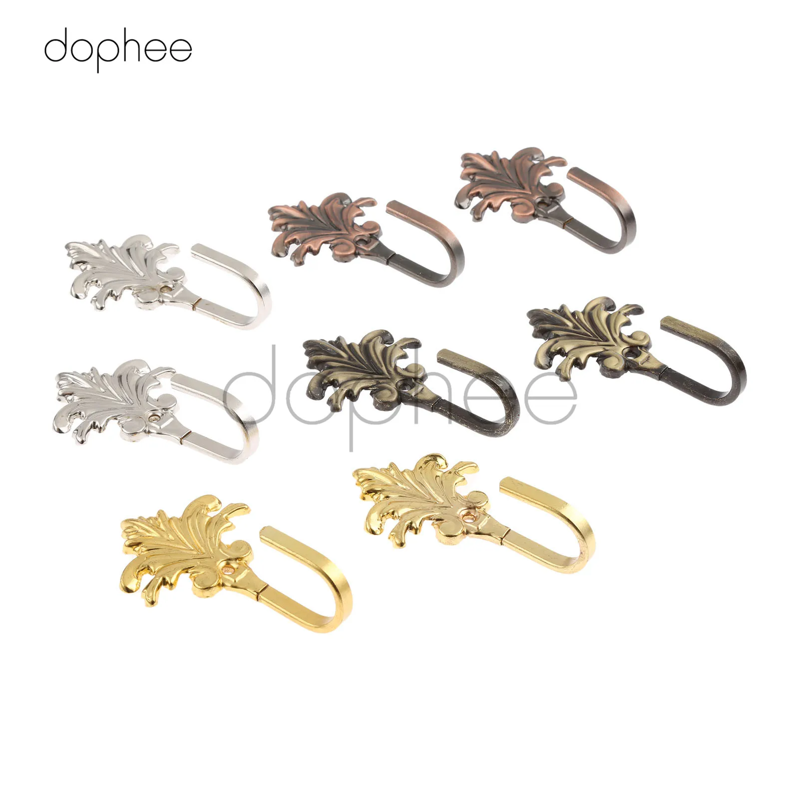 dophee 2pcs Vintage Maple Leaves Pattern Wall Tieback Curtain Hook Towel Hanger For Towel Cloth Coat Hook With Screws 4 Colors