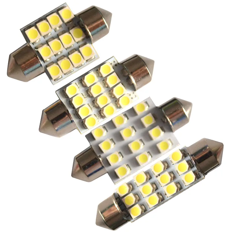 

100pcs Festoon C5W 31mm 36mm 39mm 41mm Dome light white 12 SMD 1210 3528 LED Reading light DC 12V Car styling