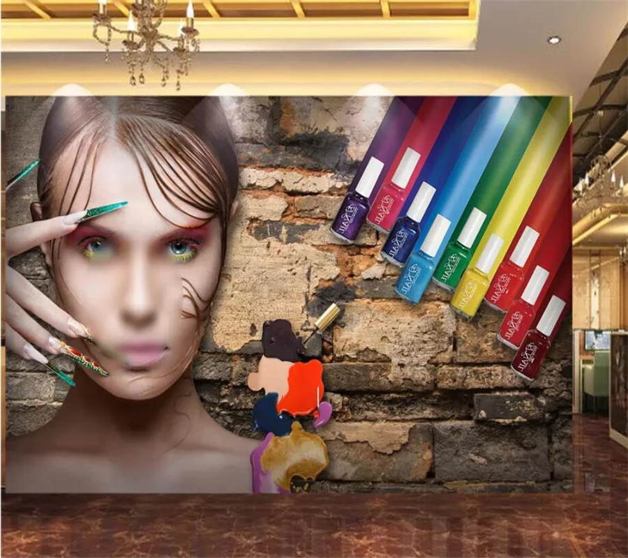 beibehang papel de parede 3d  Custom wallpaper, 3D, nostalgic walls, beauty nails, beauty tools, background walls papier peint