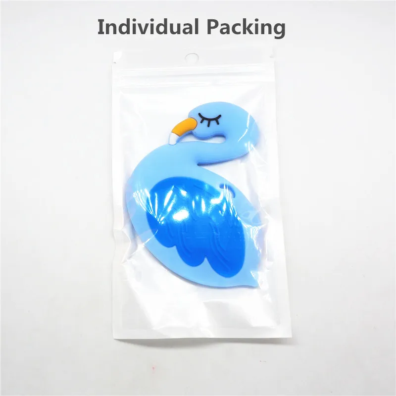 Chengkai 5PCS Silicone Flamingo Teether DIY Baby Cartoon Swan Pacifier Dummy Teething Pendant Nursing Sensory Animal Toy Gift