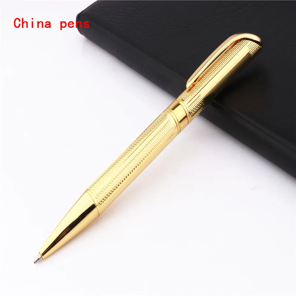 Luxury quality pen 719 Golden Business office Medium nib Ballpoint Pens New Student office stationery