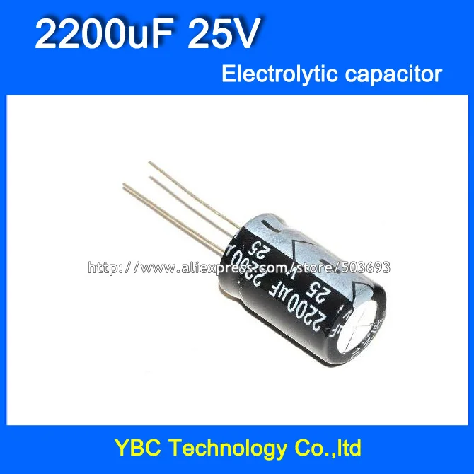 

Free Shipping 100pcs/lot 25V 2200uF Electrolytic Capacitor 13*21mm