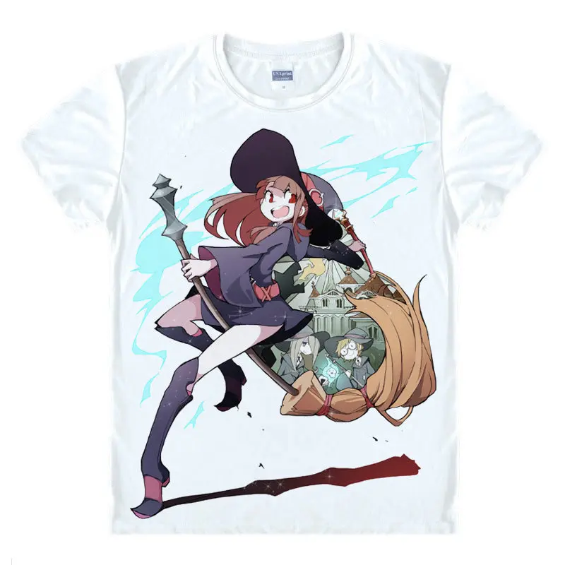 Coolprint Japanese manga Little Witch Academia T-Shirts anime shirt of Atsuko Kagari  and Akko, Cartoon Printing Shirt Japanese