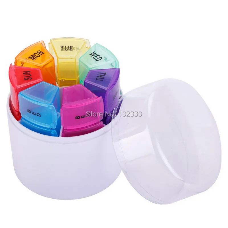 100pcs Portable Pill Box Weekly 7 Day Medicine Box Holder 28 Slot Vitamin Medicine Health Care Pill Cases S0020