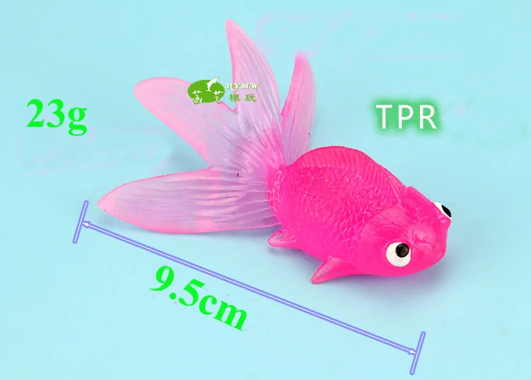 Translucent Insolubility TPR Material Medium Goldfish Model 9.5cm Ocean Animal Toy  5pcs/ a lot  HY-Y002