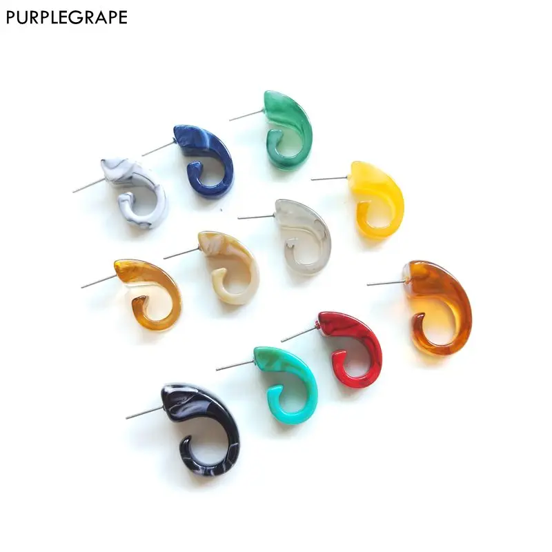 Resin ear pin DIY earrings accessories jewelry pendant marble pattern geometric retro 10 pieces PURPLEGRAPE