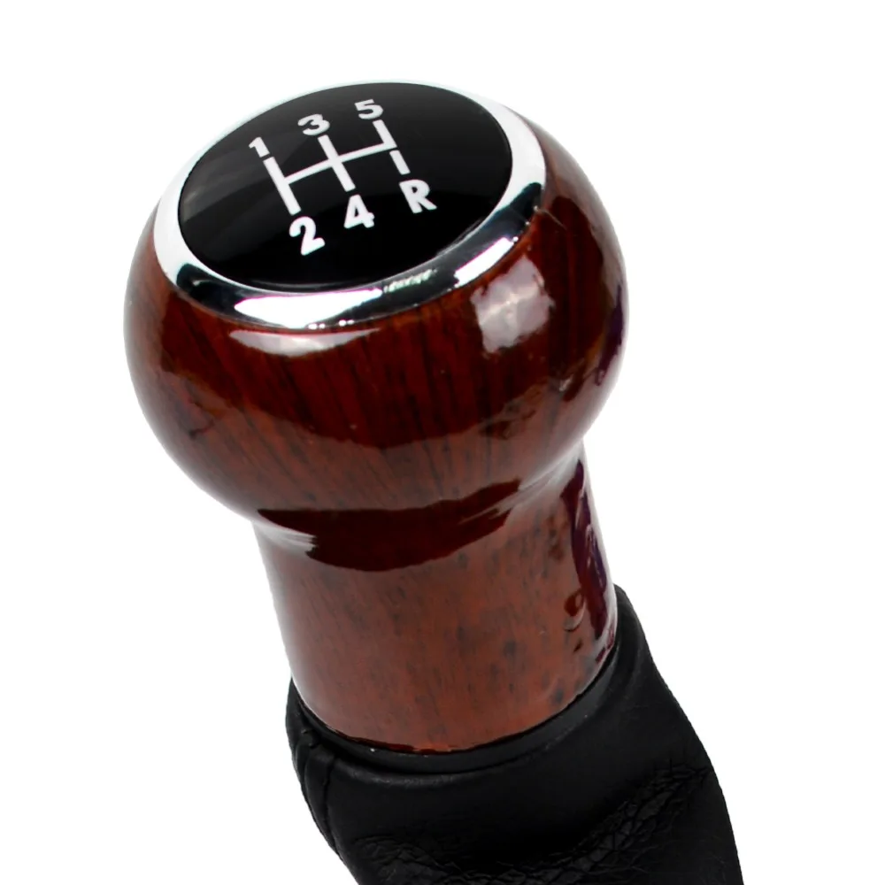 runmade 5-Speed Car Wooden Gear Shift Knob Gaitor Boot For 1998-2004 VW Passat B5