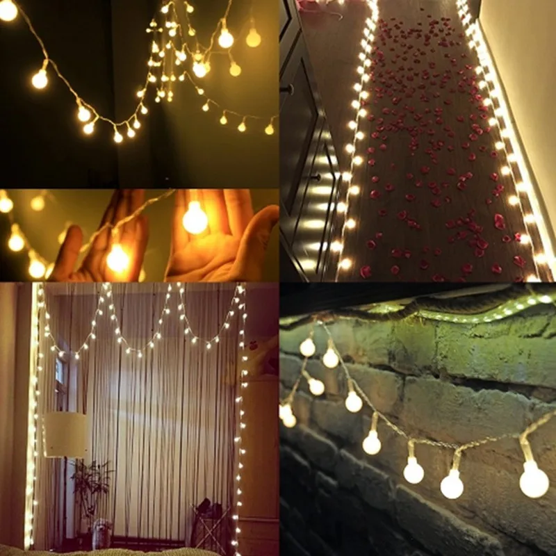 10M/5M  Fairy Garland LED Ball String Lights Chrismtas Bulb Fairy String Decorative Lights for Holiday Wedding Party Decoration