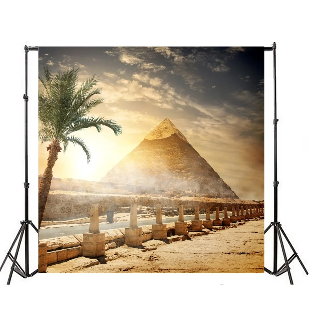 Laeacco Pyramid Egypt Desert Cloudy Sky Scenic Photocall Photography Backgrounds Photographic Backdrops For Photo Studio