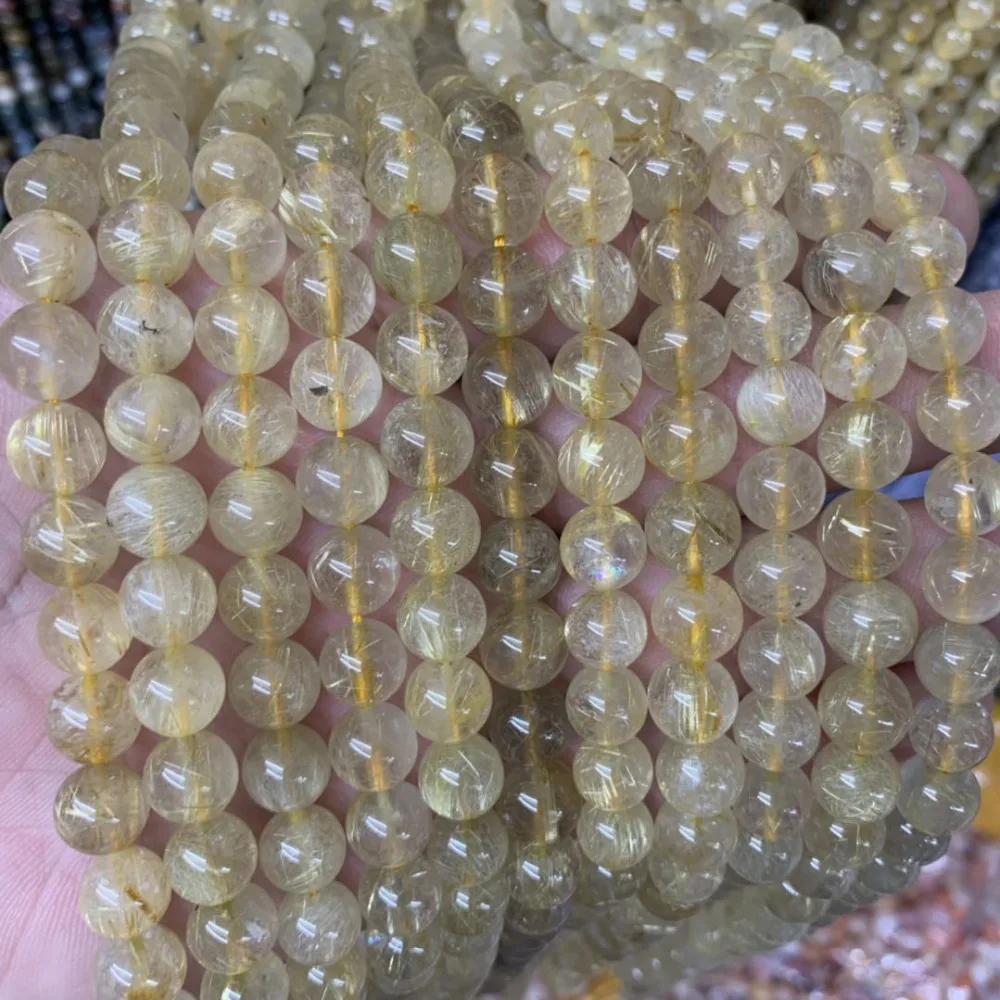 

Genuine Gold Hair Rutile Quartz natural stone beads DIY loose GEM beads for jewelry making strand 15" wholesale !