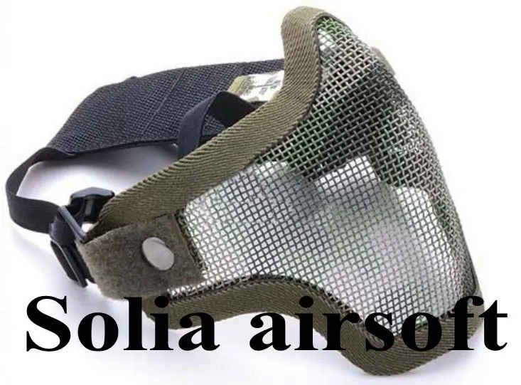 Half Face Metal Mesh Protective Mask Airsoft Paintball Resistant Green CAMO