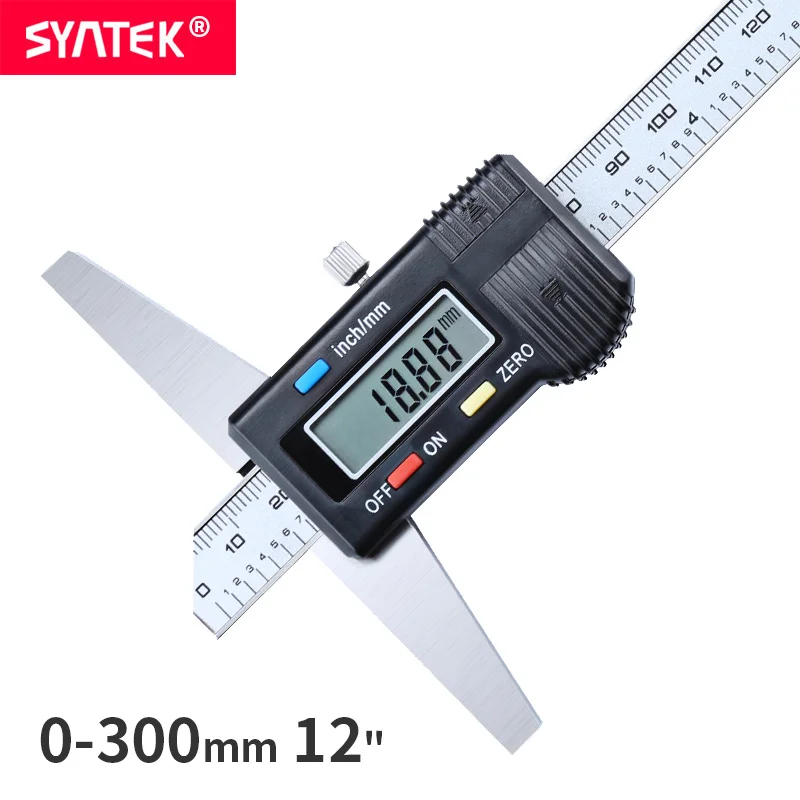 

Syntek 0-300mm 12" Standard Digital Depth Vernier Caliper Micrometer Stainless Steel Electronic Digital Depth Gauge 300mm CE SGS