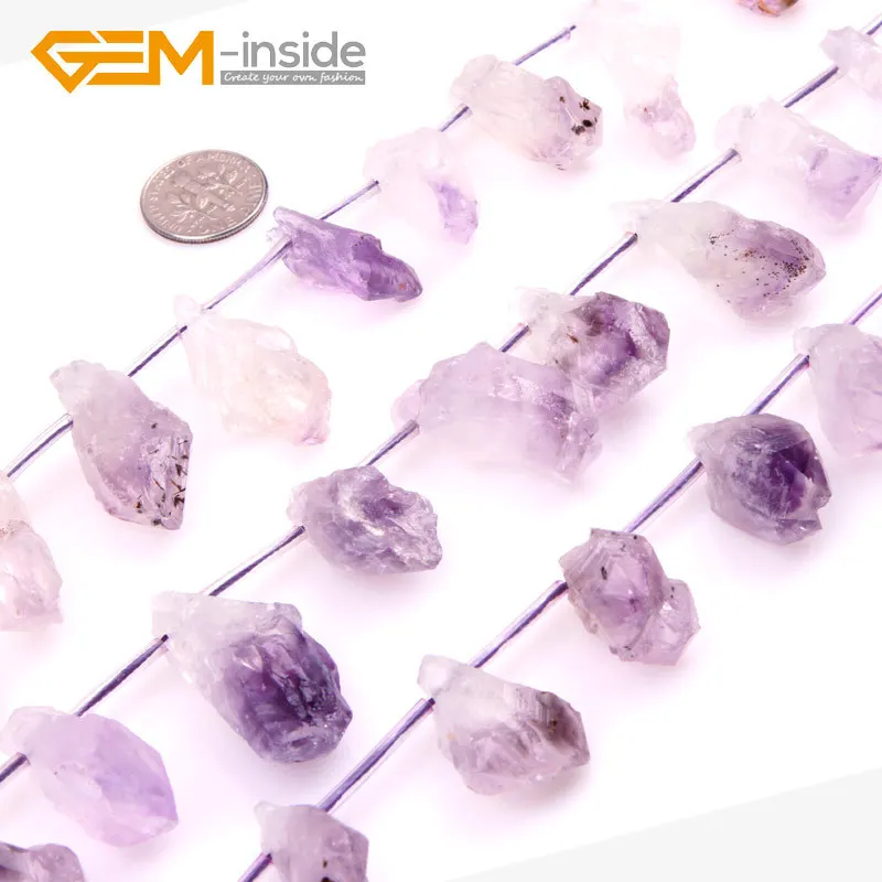 

Top Drilled Freeform Natural Crude Raw Purple Amethysts Crystals Gem stone Beads For Jewelry Making Beads 15" Strand DIY