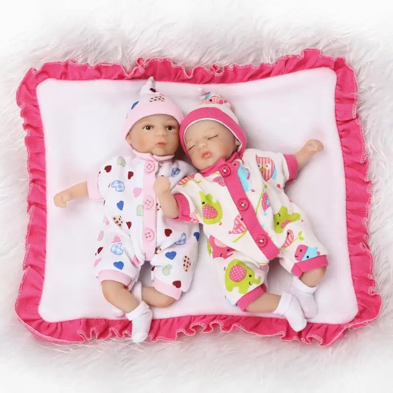 8 inch Mini Palm Little Doll Babies Twins Lovely 20 cm Silicone Vinyl Reborn Dolls Lifelike Real Baby Doll Girl Boy Brinquedos