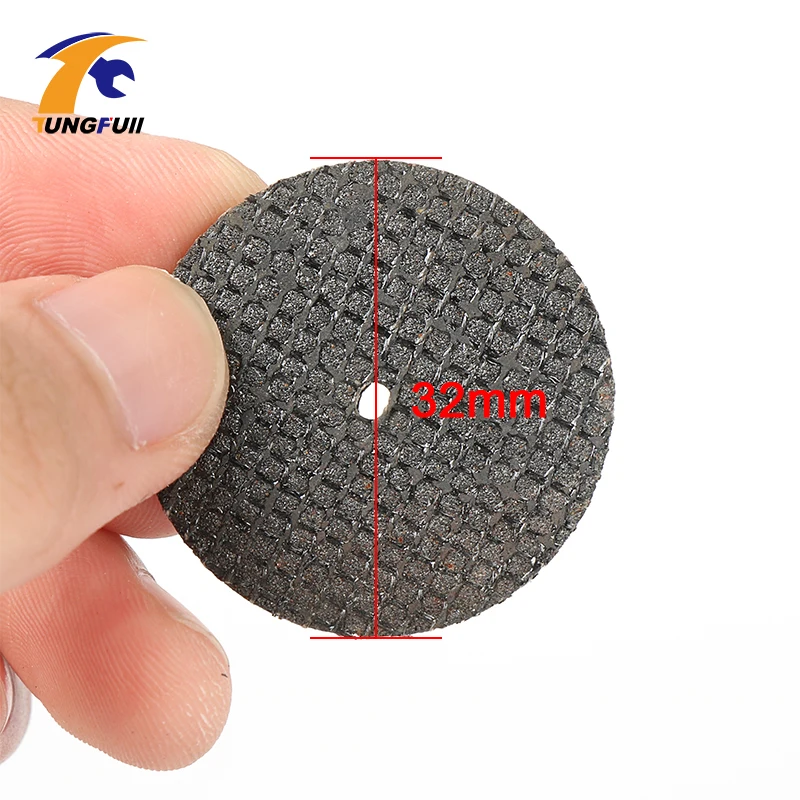 Tungfull 100pcs 32mm Resin Cut-off Wheel Cutting Disc Kit For Dremel Rotary Hobby Tool Bit Dremel Accessories +2pc Mandrel