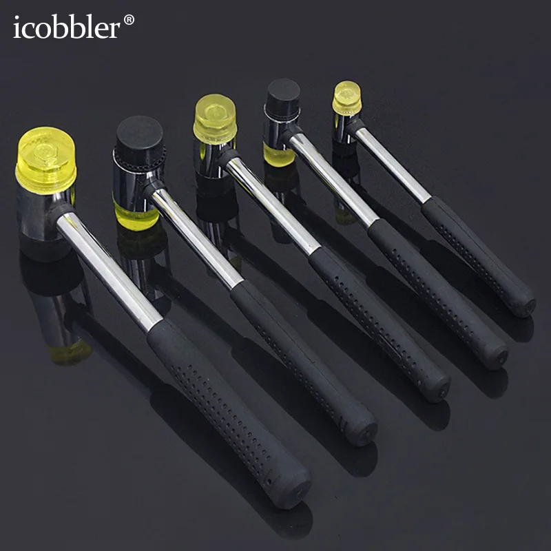 Martello morbido Double-face 20-40mm testa in metallo, martello duro e morbido per intaglio in pelle fibbia per aggraffatura installa strumento fai
