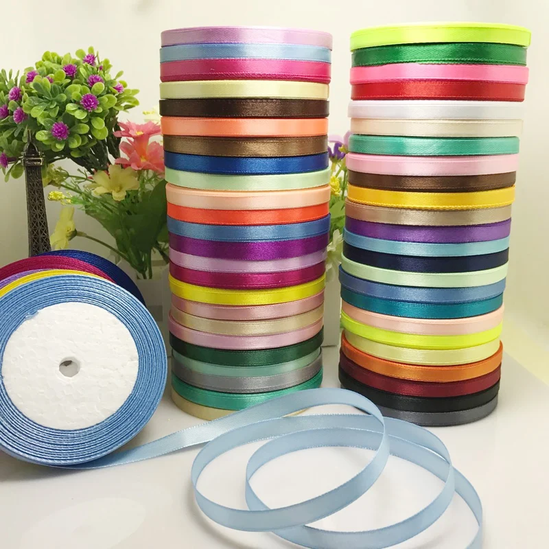 Hot (0.6 -5cm)25 Yards coloful Silk Satin Ribbon Wedding Party Decor Gift Wrapping Christmas New Year Apparel Sewing Fabric gift